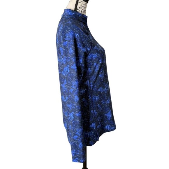 Peter Millar 1/4 Zip Pullover Top Blue Print UPF 50 Long Sleeve Womens Size S - Picture 2 of 8